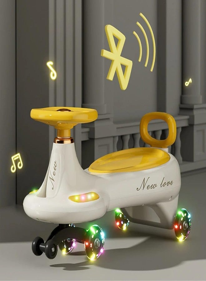 Avarin Swing Car for Kids -Push Ride-On Toy with PU Wheels, Non-Slip and 360° Rotating Steering for Light,Music, Bluetooth Connect for Ages 3 and Up (Yellow) - Image 4